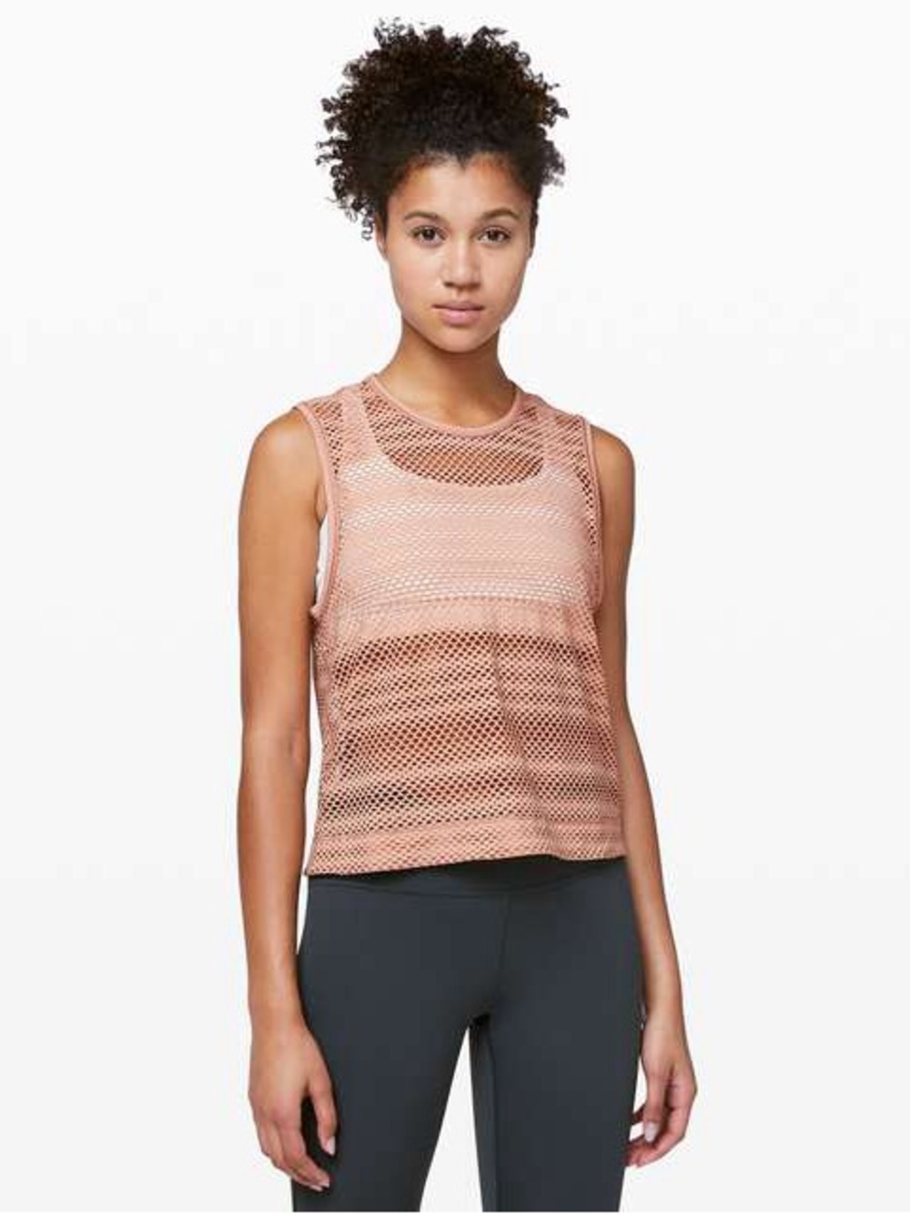 Lululemon Sweat Your Heart Out Mesh Sleeveless Workout Tank/Top in Antique
